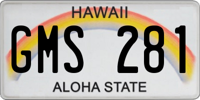 HI license plate GMS281