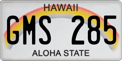 HI license plate GMS285
