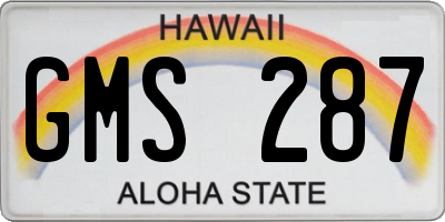 HI license plate GMS287