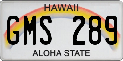 HI license plate GMS289