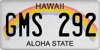 HI license plate GMS292
