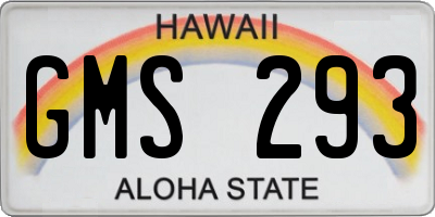 HI license plate GMS293