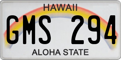 HI license plate GMS294