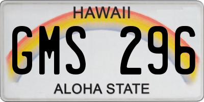 HI license plate GMS296