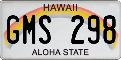 HI license plate GMS298