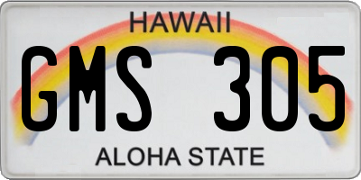 HI license plate GMS305
