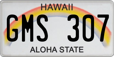 HI license plate GMS307