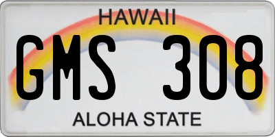 HI license plate GMS308