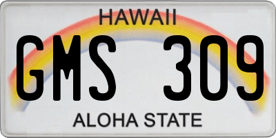 HI license plate GMS309