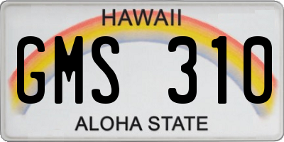 HI license plate GMS310