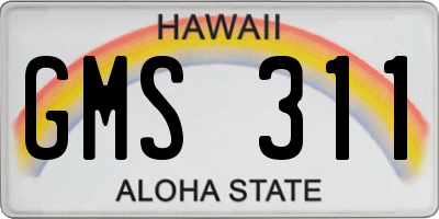 HI license plate GMS311