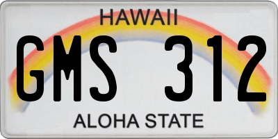 HI license plate GMS312