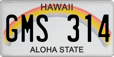 HI license plate GMS314