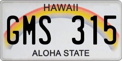 HI license plate GMS315