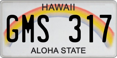HI license plate GMS317