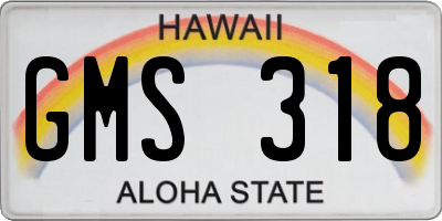 HI license plate GMS318