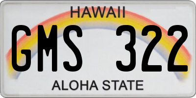 HI license plate GMS322