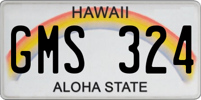 HI license plate GMS324