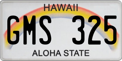 HI license plate GMS325
