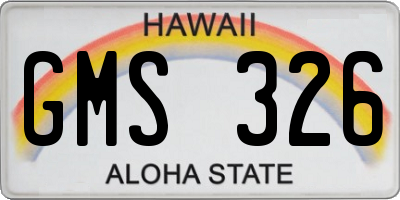 HI license plate GMS326