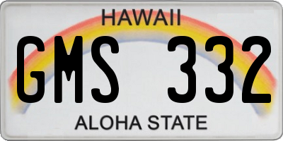 HI license plate GMS332