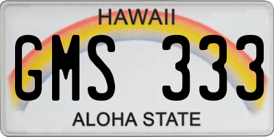 HI license plate GMS333