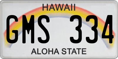 HI license plate GMS334