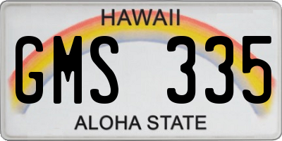 HI license plate GMS335