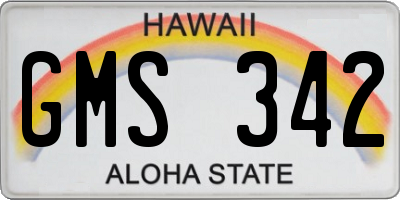 HI license plate GMS342