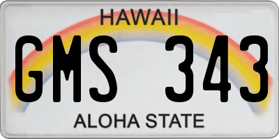 HI license plate GMS343