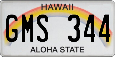 HI license plate GMS344