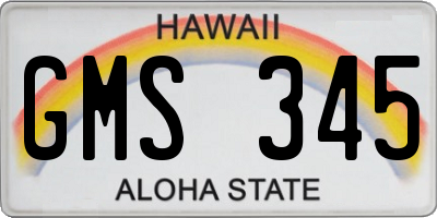 HI license plate GMS345