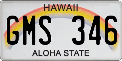 HI license plate GMS346