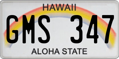 HI license plate GMS347