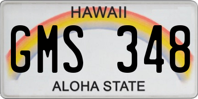 HI license plate GMS348