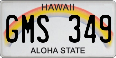 HI license plate GMS349