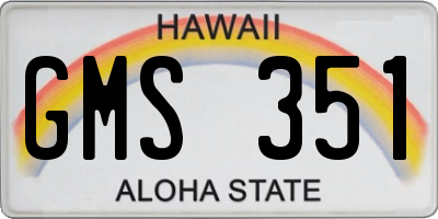 HI license plate GMS351