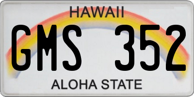 HI license plate GMS352