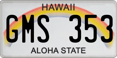 HI license plate GMS353