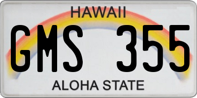 HI license plate GMS355