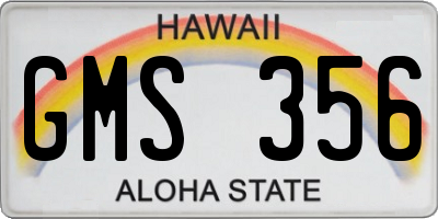 HI license plate GMS356