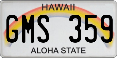 HI license plate GMS359
