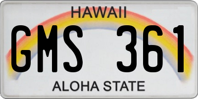 HI license plate GMS361