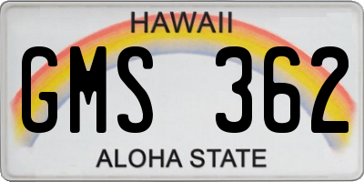HI license plate GMS362