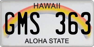HI license plate GMS363