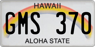HI license plate GMS370