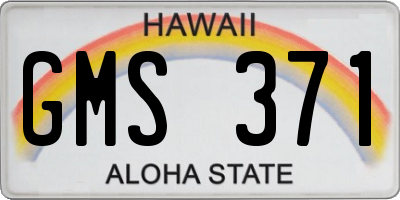 HI license plate GMS371