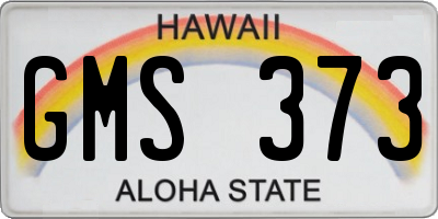 HI license plate GMS373
