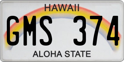 HI license plate GMS374