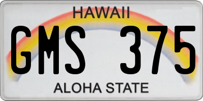 HI license plate GMS375